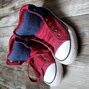 Converse All Star Chuck Taylor High Tops- Red/Blue- (Size 2)